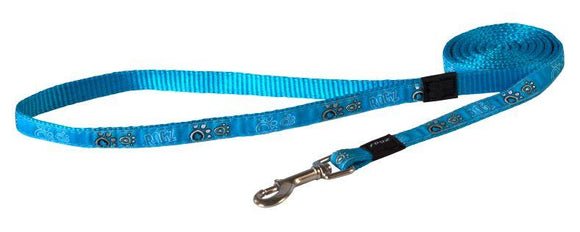 Rogz Fancy Dress Lead Turquoise Paws SML