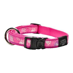 Rogz Fancy Dress Collar Pink Paws SML