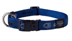 Rogz Fancy Dress Collar Navy Paws XL