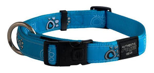 Rogz Fancy Dress Collar Turquoise Paws XL