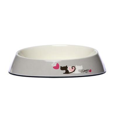 Fishcake Cat Bowl Grey Heart Tails