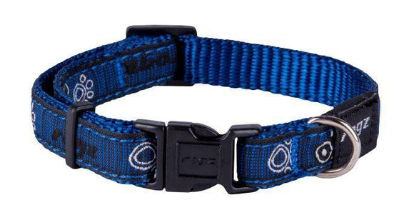 Rogz Fancy Dress Collar Navy Paws SML