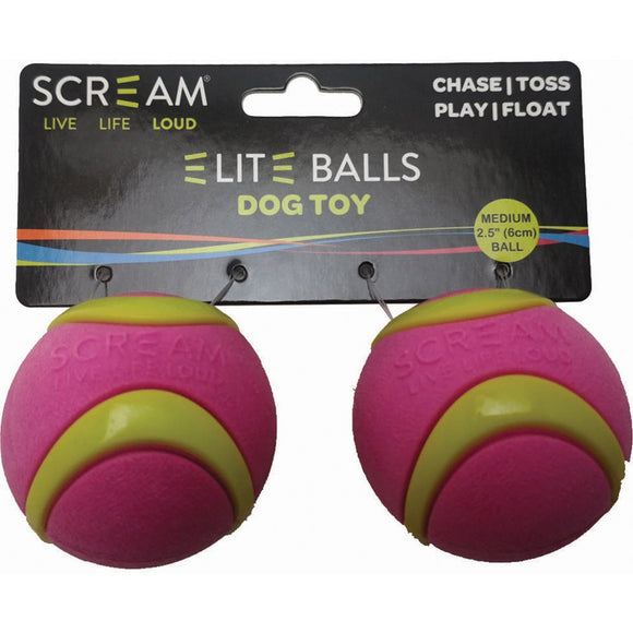 Scream ELITE BALL  Green & Pink 2pk - Medium 6.5cm