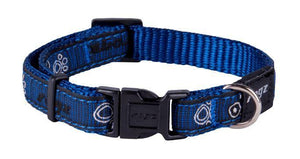 Rogz Fancy Dress Collar Navy Paws SML